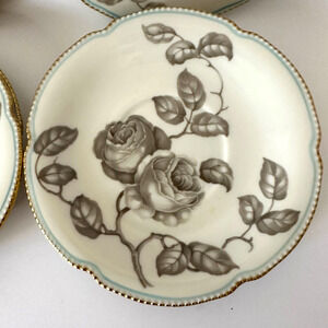 CASTLETON (USA) Gloria, 1 Saucer(Cream Soup Bowl)-Pearl Edge, Roses, Blue Line